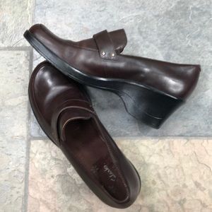 Clark’s Brown Leather Wedges